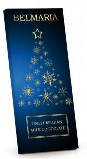 Belmaria Belgická mléčná čokoláda - Vánoční stromeček (modrá) 100g - DMT 07.03.2024 (Lahodná mléčná belgická čokoláda. Vyrobena z nejjakostnějších surovin, bez palmového tuku.)
