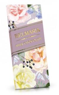 BELMARIA Belgická mléčná čokoláda - Žluté růže (fialová) 100 g - DMT 22.08.2023 (Lahodná mléčná belgická čokoláda. Vyrobena z nejjakostnějších surovin, bez palmového tuku.)