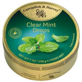 Cavendish  Harvey Clear Mint Drops 200 g (Extra velké tvrdé karamelky s mátovou příchutí.)