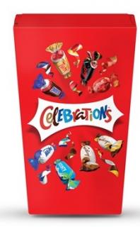 Celebrations Mini box 450g (Směs plněných mléčných čokolád; Mléčná čokoláda; Sušenka s mléčnou čokoládou; Oplatkové závitky s mléčnou čokoládou.)