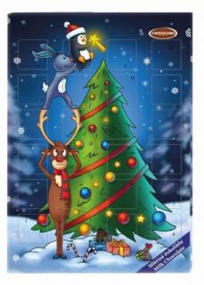 Chocoland Adventní kalendář Vánoční stromeček se zvířátky 50g  - DMT 08/2025 (Adventní kalendář z mléčné čokolády s vánočním stromečkem se zvířátky.)