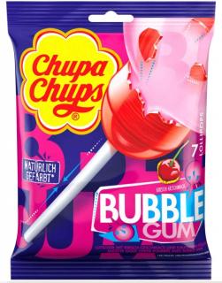 Chupa Chups Bubble Gum Cherry 126g (Lízátka s příchutí třešní s náplní ze žvýkačky.)