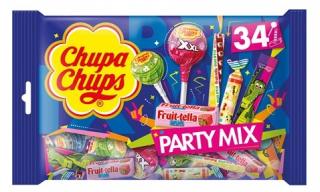 Chupa Chups Party Mix 400g (Směs dropsů s příchutěmi jahoda, jablko, tešeň, kola, jahoda-smetana a malina-vanilka.)