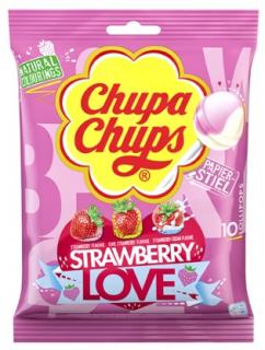 Chupa Chups Strawberry Love 120ks (Lízátka, různé příchutě: jahoda, jahodový krém, kyselá jahoda.)
