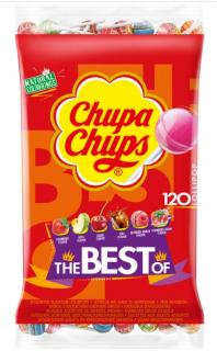 Chupa Chups 'The Best Of' - lízátka 120 Ks (ovocné lízátko s Jahoda, Pomeranč, Jablko, Meloun, Citron, Cola, Jahodový krém.)