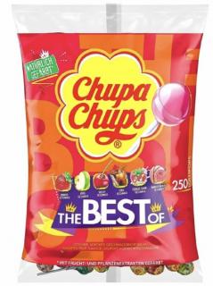 Chupa Chups 'The Best Of' - lízátka 250 Ks (ovocné lízátko s Jahoda, Pomeranč, Jablko, Meloun, Citron, Cola, Jahodový krém.)