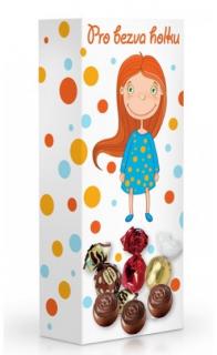 Čokoládové plněné pralinky - Pro bezva holku 84g (Bonboniéra obsahuje šest čokoládových plněných pralinek s krémovou náplní v dárkové krabičce.)