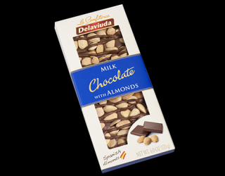 Delaviuda Milk Chocolate with Almonds 170g - DMT 02.03.2022 (Mléčná čokoláda s celými mandlemi.)