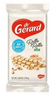 dr. Gerard Rolls Peanut trubičky 144g (Vaflové trubičky s arašídovým krémem (59% arašídů).)