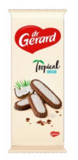 dr.Gerard Tropical kokos 180g (Sušenky s krémovou náplní se smetanovou příchutí (22%), kakaovou polevou as kousky strouhaného kokosu.)