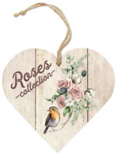 Dřevěné srdce vonítko 7,5cm – Roses collection