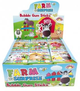 Farm Surprise Bubble Gum Sticks 35g x 18ks  (Žvýkací tyčinky s osvědčenou příchutí tutti frutti nabízí skvělou žvýkací zábavu)