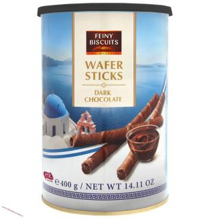 Feiny Biscuits trubičky s krémem z tmavé čokolády 400g (Trubičky s krémovou náplní s hořkou čokoládou)