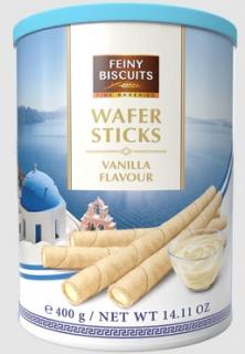 Feiny Biscuits Wafer rolls with vanilla flavoured cream 400g (Oplatkové trubičky s krémovou náplní s příchutí vanilky 50%.)