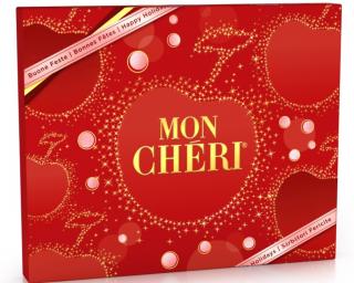 Ferrero Mon cheri 265,5g  (Čokoládové bonbony formované s likérovou náplní a celou třešní uvnitř.)
