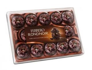 Ferrero Rondnoir 138g  (Oplatka v čokoládové polevě, plněná náplní z odtučněného kakaa a křupavou mandlí v čokoládě)