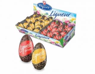 Figaro likérové vajíčka vaječný a whisky likér 27,5g x 4ks - DMT 16.02.2024 (Mléčná čokoláda (52 %) s vaječno u alkoholové náplní (48 %). Mléčná čokoláda (52 %) s alkoholovou náplní s příchutí whisky (48 %).)