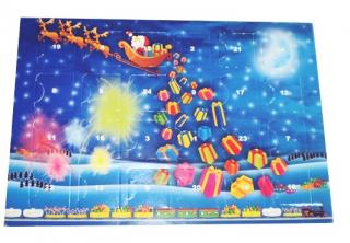 Fikar Adventní kalendář A5 40g - Santa s dárky - DMT 31.12.2024  (Belgická mléčná čokoláda)