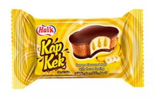 Halk Kapkek cake banán 40g DMT 30.04.2023 (Světlé nadýchané těsto s banánovou náplní a čokoládovou polevou)