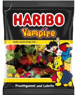 Haribo Vampire 175g - DMT 7/2023 (Ovocné želé s lékořicí ve tvaru netopýra)