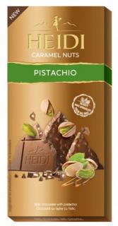 Heidi Caramel Nuts Pistachio 80g (Mléčná čokoláda s kousky karamelizovaných pistáciových oříšků)