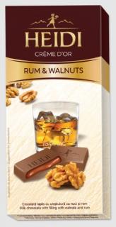 Heidi CREME D'OR Rum  Walnuts 90g - DMT 01.04.2023 (lahodná čokoláda a krémová náplň rumu a ořechů.)