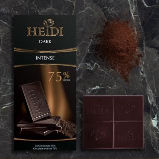 Heidi Dark Intense 75% 80g (Jemná hořká čokoláda s obsahem cocoa 75% osloví především milovníky vysokoprocentních čokolád)