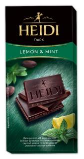 Heidi Dark Mint  lemon 80g (Hořká čokoláda s mátou a citronem)