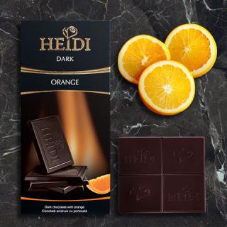 Heidi Dark Orange 80g (Hořká čokoláda s kandovanou pomerančovou kůrou)