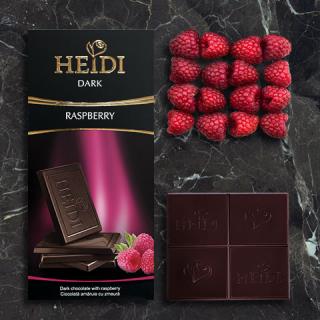 Heidi Dark Raspberry 80g (Hořká čokoláda s chutnými malinami)