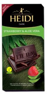 Heidi Dark Strawberry  Aloe Vera 80g (Hořká čokoláda s kousky jahod a příchutí aloe vera)