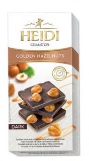 Heidi Golden Dark  Hazelnuts 100g (Hořká čokoláda s celými lískovými karamelizovanými oříšky.)