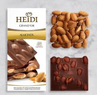 Heidi Grand´Or Dark  Almonds 100g (Hořká čokoláda s mandlemi)