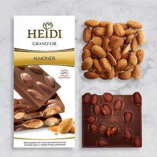Heidi Grand´Or Milk  Almonds 100g (Mléčná čokoláda s celými karamelizovanými mandlemi)