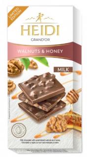 Heidi Grand´Or Walnuts  Honey Milk 90g - DMT 01.08.2023 (Mléčná čokoláda s vlašským ořechem.)