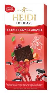 Heidi Holidays Sour Cherry  Caramel 80g (hořká čokoláda se šťavnatou višní a karamelizovanými kousky mandlí)