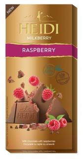 Heidi Milkberry Raspberry 80g - DMT 16.05.2023 (Mléčná čokoláda s kousky osvěžujících malin)