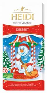 Heidi Winter Venture 90g - sněhulák - DMT 11.09.2024 (Mléčná čokoláda s náplní pralinky 40%)