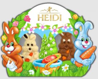 Heidi zajíček mléčný + bílý 40g  - DMT 31.03.2024 (čokoládová miniaturka z mléčné a bílé čokolády)