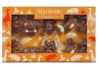 Heilemann ZOO zvířátka 100g (vynikající figurky z mléčné, hořké a bílé čokolády.)