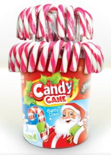 JB Candy Cane  - červeno/bílo lízátko hůlka 28g x 50ks (ovocné lízátko s příchutí jahody)