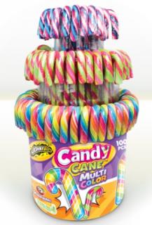 JB Candy Cane Color Mix - barevné lízátko hůlka 12g x 100ks (ovocné lízátko )