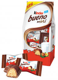 Kinder Bueno Mini 108 g (Vafle s jemnou mléčnou lískovou krémovou náplní (54%) potažená mléčnou čokoládou.)