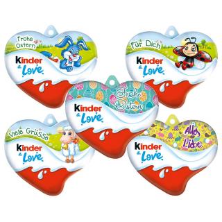 Kinder Love srdce čokoládová srdce 37g - DMT 21.08.2023 (Plněná plnotučná mléčná čokoláda s mléčnou náplní (55%).)