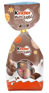 Kinder Mini Eggs Cacao Ostern 85g - DMT 21.08.2023 (Plněná vejce z mléčné čokolády s náplní z mléka, kakaa a lískových oříšků (55%).)
