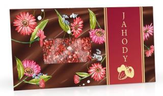 Květy - Mléčná čokoláda s posypem jahodami 100g - obálka  (Mléčná čokoláda s posypem jahoda.)
