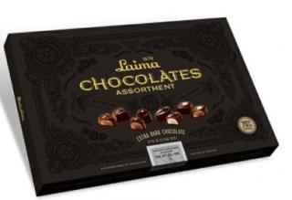 LAIMA Chocolates assortment - extra dark 70% 215g (Výběr extra hořkých 70% čokoládových pralinek s náplní)