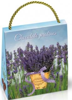 LEVANDULE - italské kakaové pralinky v dárkové tašce 200g (Bonboniéra obsahuje 8 čokoládových plněných pralinek s krémovou náplní v dárkové tašce.)