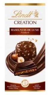 Lindt Creation Hazelnut de Luxe Feinherb Tablet 150g (Hořká čokoláda s ořechovou náplní (35 %) a křupavými kousky lískových oříšků)