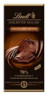 Lindt Edelbitter Mousse Chocoladen-Trüffel Tafel 150g (Plněná hořká čokoláda s tmavou čokoládovou pěnou (26 %) a čokoládovým lanýžem (18 %))